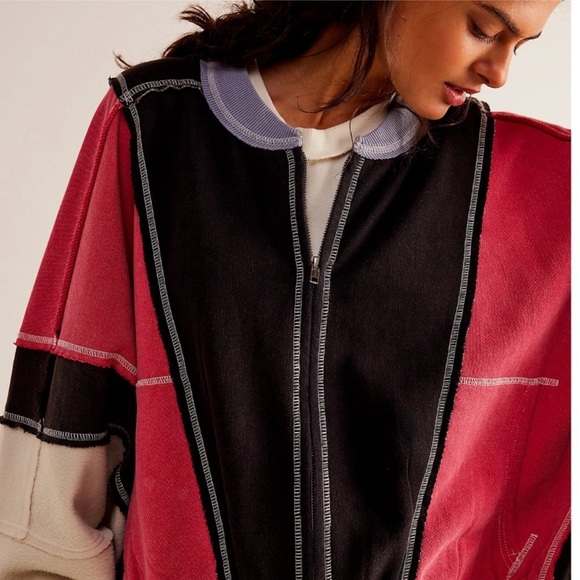 Free People We The Free Starburst Bomber Jacket in Retro Combo Size Large - Picture 3 of 7